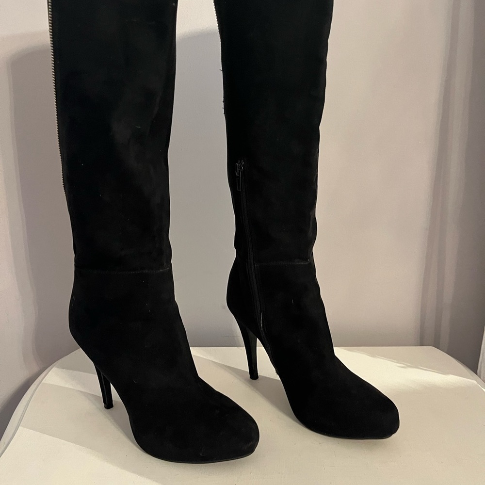 Black Suede platform boots size 8